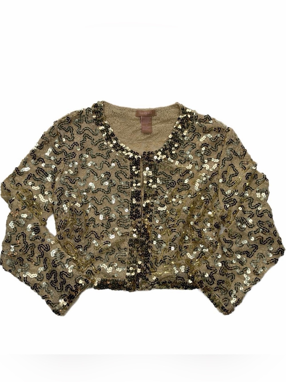 y2k Forever 21 Gold Sequin Embellished Cropped Jacket w/ single clasp
